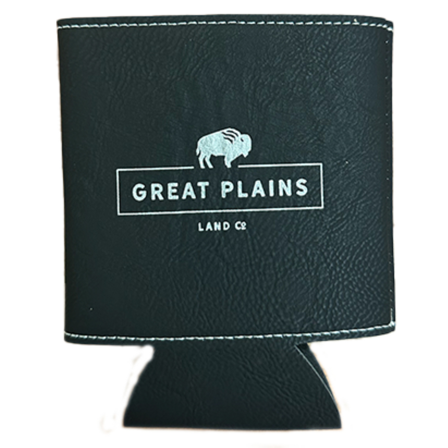 Black Leather Logo Koozie