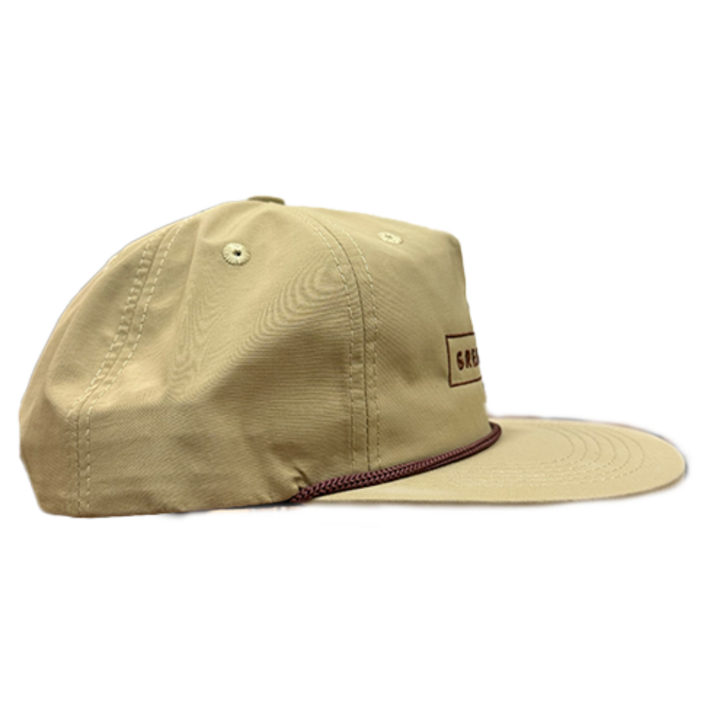 Beige Hat Brown Stitched Logo