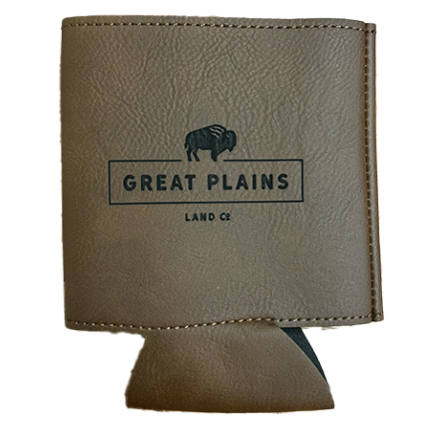 Brown Leather Logo Koozie
