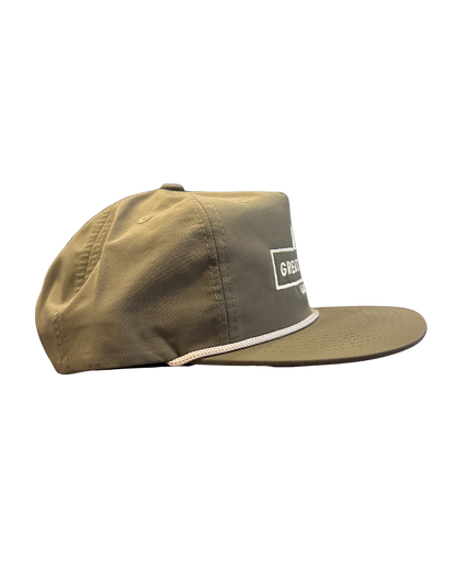 Moss Green Hat Tan Stitched Logo