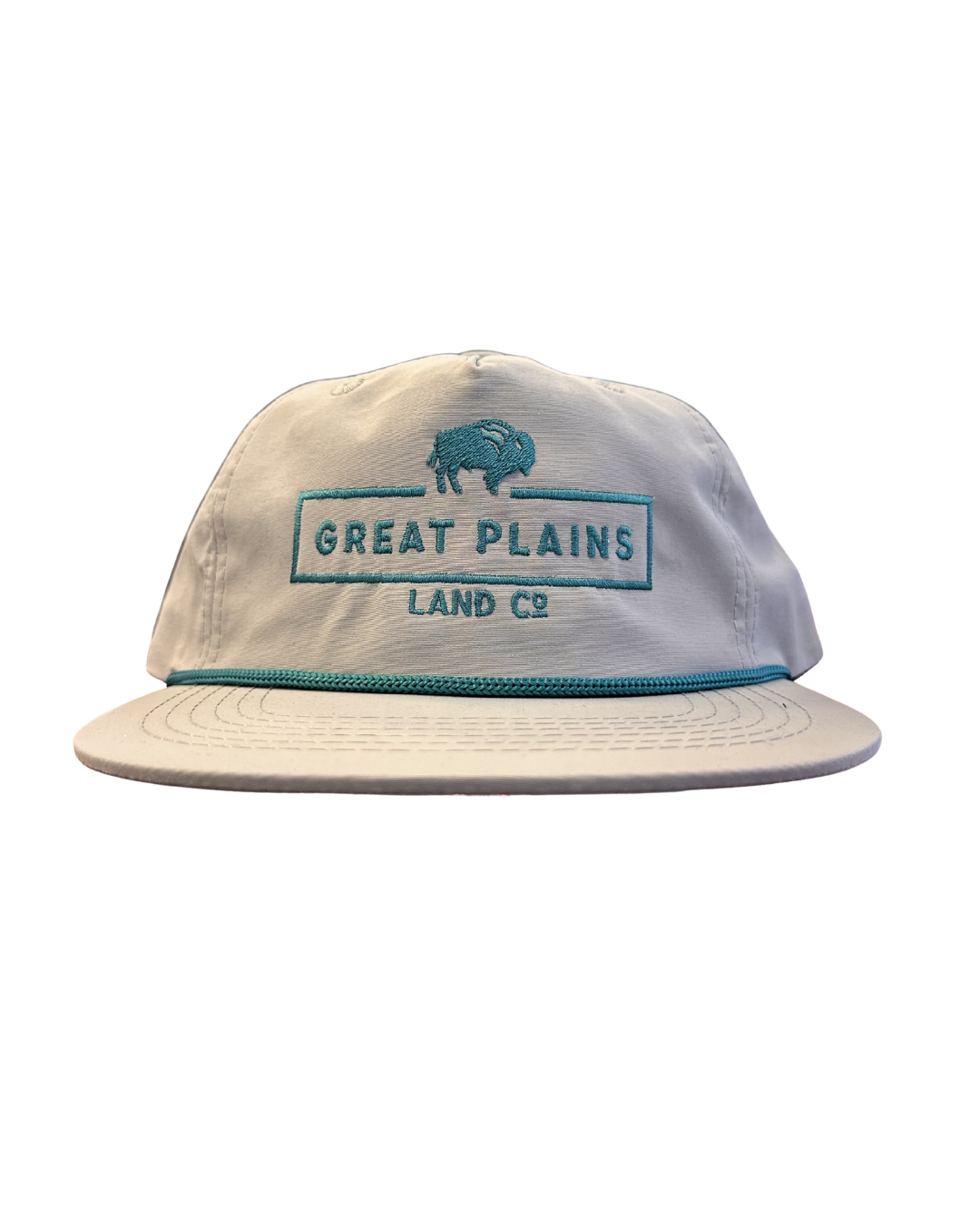 Light Grey Hat Teal Stitched Logo
