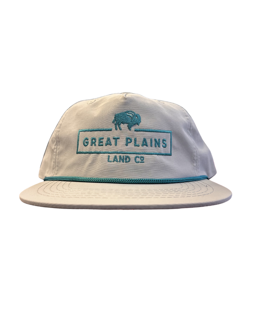 Light Grey Hat Teal Stitched Logo