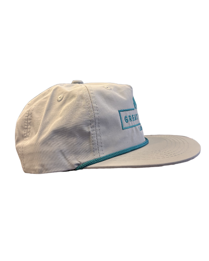 Light Grey Hat Teal Stitched Logo