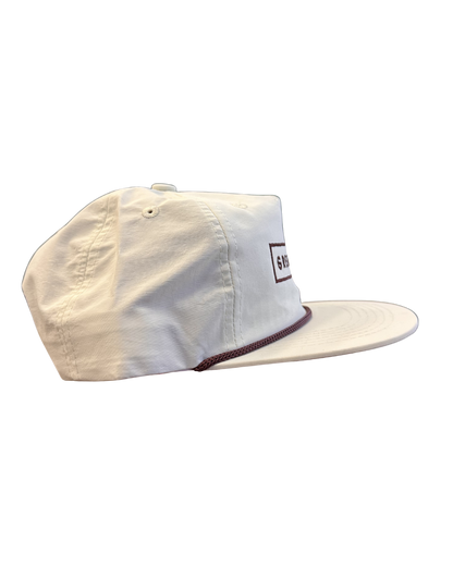 White Hat Brown Stitched Logo