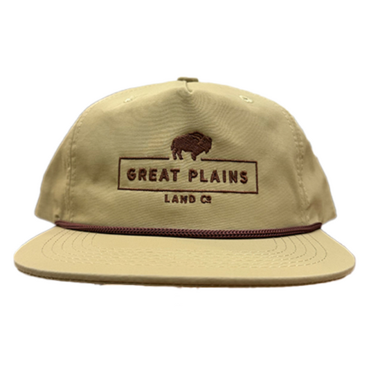 Beige Hat Brown Stitched Logo