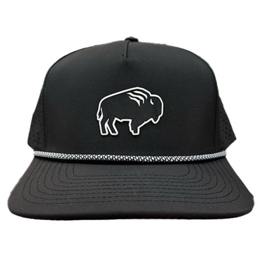 Black Raised Buffalo Logo Rope Hat
