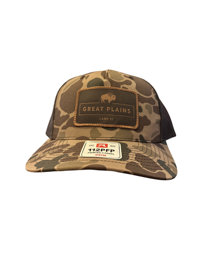 Bark Duck Camo Brown Hat Brown Patch Logo