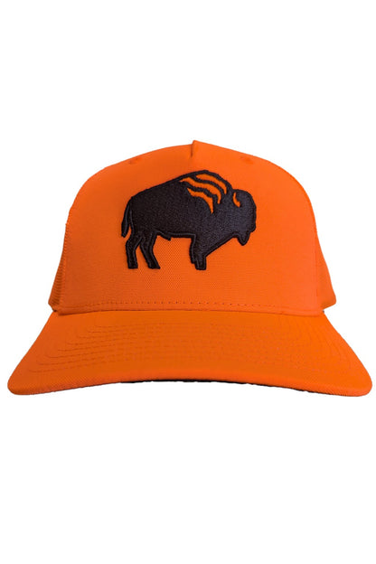 Blaze Orange Hat Black Stitched Logo