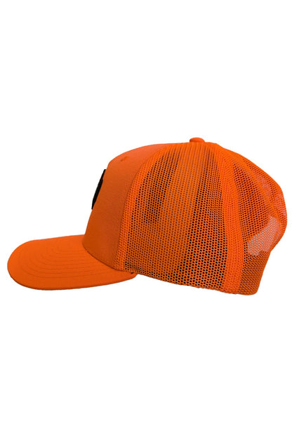 Blaze Orange Hat Black Stitched Logo